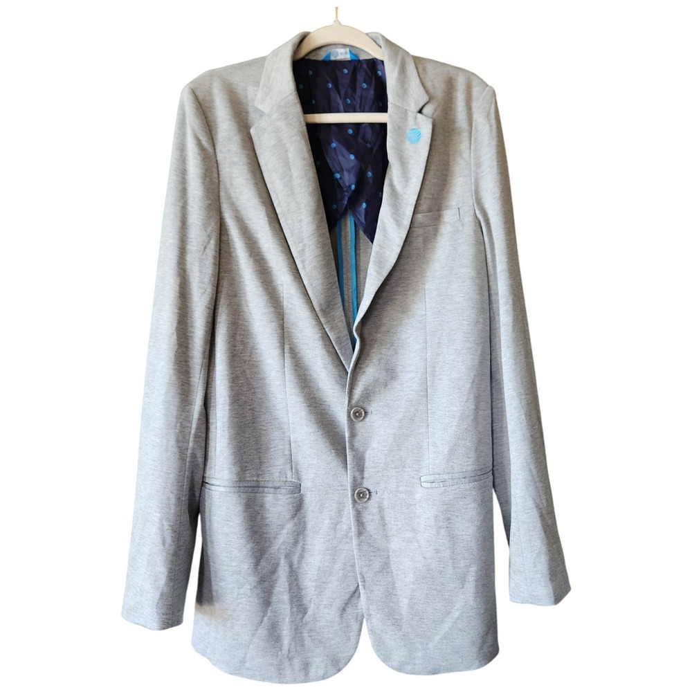 AT&T Knit Blazer Jacket‎ Gray Jersey Unstructured Employee Uniform Men's M Tall